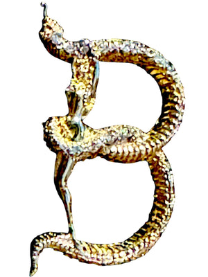 Erté “Lady & Serpent” Gold, Diamond & Onyx Brooch