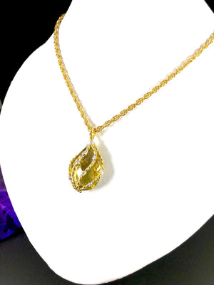 Orlanda Olsen 18K Gold Citrine & Diamond Pendant