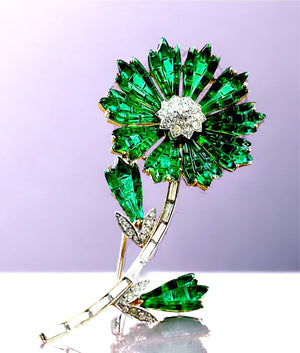 1961 Crown Trifari Invisibly-Set Flower Brooch