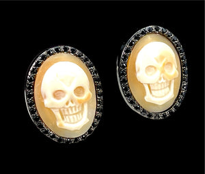 Amedeo Hand-Carved Sardonyx Skull Cufflinks