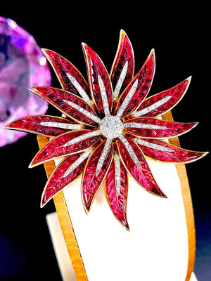 Crown Trifari Invisibly-Set Poinsettia Brooch