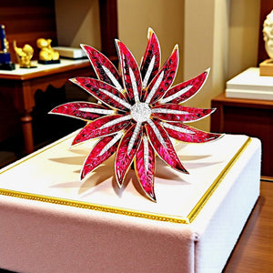 Crown Trifari Invisibly-Set Poinsettia Brooch