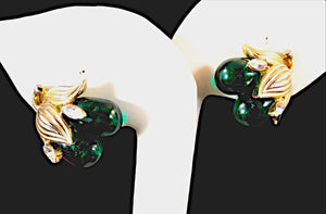 Crown Trifari Emerald Gripoix Floral Parure
