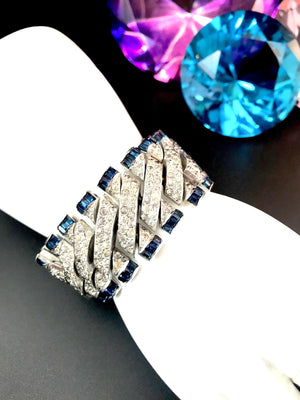 Crown Trifari Invisibly-Set Sapphire Deco Bracelet