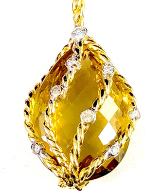 Orlanda Olsen 18K Gold Citrine & Diamond Pendant