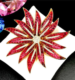 Crown Trifari Invisibly-Set Poinsettia Brooch