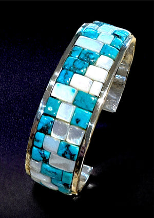 Bitsoi-Russell Navajo Turquoise & MOP Cuff