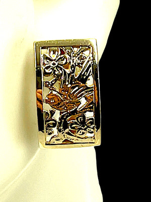 Ming’s of Honolulu “Bird on Plum” Gold Earrings