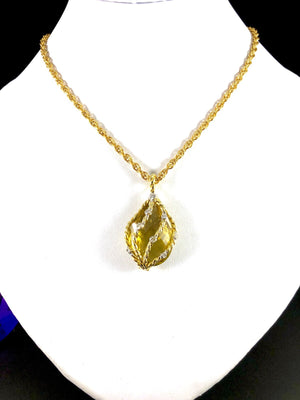 Orlanda Olsen 18K Gold Citrine & Diamond Pendant
