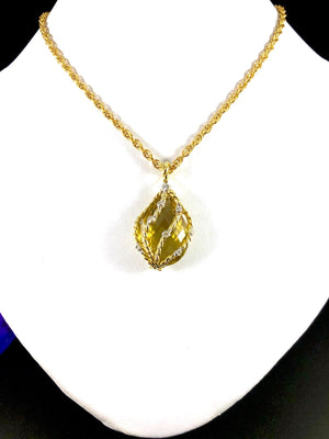 Orlanda Olsen 18K Gold Citrine & Diamond Pendant