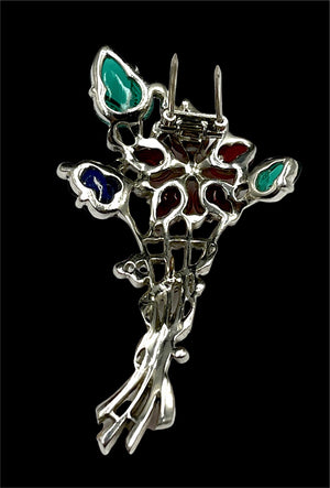1930s Trifari Tricolor Fruit-Salad Dress Clip