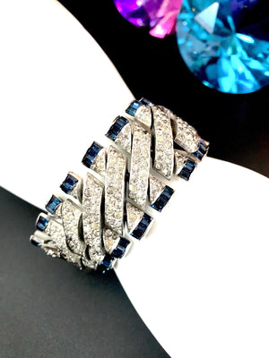 Crown Trifari Invisibly-Set Sapphire Deco Bracelet
