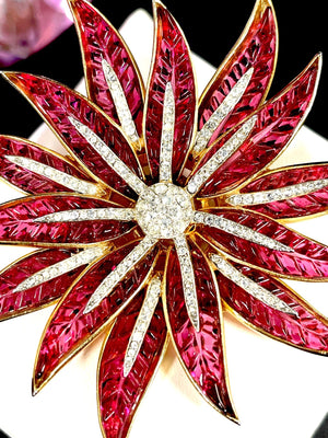 Crown Trifari Invisibly-Set Poinsettia Brooch