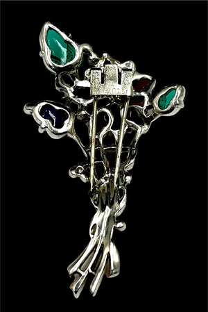 1930s Trifari Tricolor Fruit-Salad Dress Clip