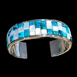 Bitsoi-Russell Navajo Turquoise & MOP Cuff
