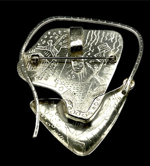 Dunetz 22K Gold & Cloisonné Brooch-Pendant