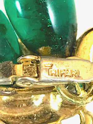 Crown Trifari Emerald Gripoix Floral Parure