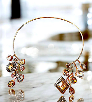 Atelier Swarovski x Peter Pilotto "Arbol" Rose Gold-Tone Crystal Sculptural Choker