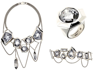 Atelier Swarovski x Jean Paul Gaultier "Reverse" Necklace, Bracelet & Ring Set, New in Box