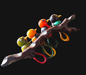 Martha Sleeper Carved Bakelite Four Birds on a Branch Brooch
