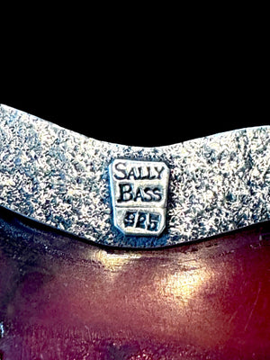 Sally Bass Carved Bakelite Bulldog Pendant on 925 Sterling Silver Chain