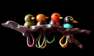 Martha Sleeper Carved Bakelite Four Birds on a Branch Brooch