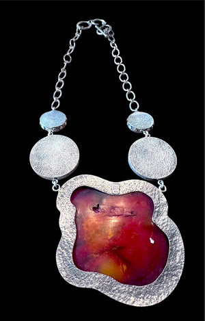 Sally Bass Carved Bakelite Bulldog Pendant on 925 Sterling Silver Chain